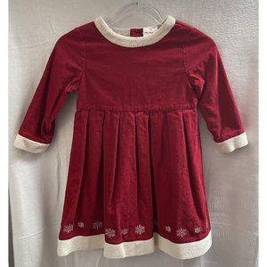 Hanna Andersson Dress Girls 110 5 Holiday Red Corduroy Snowflake Fleece Trim
